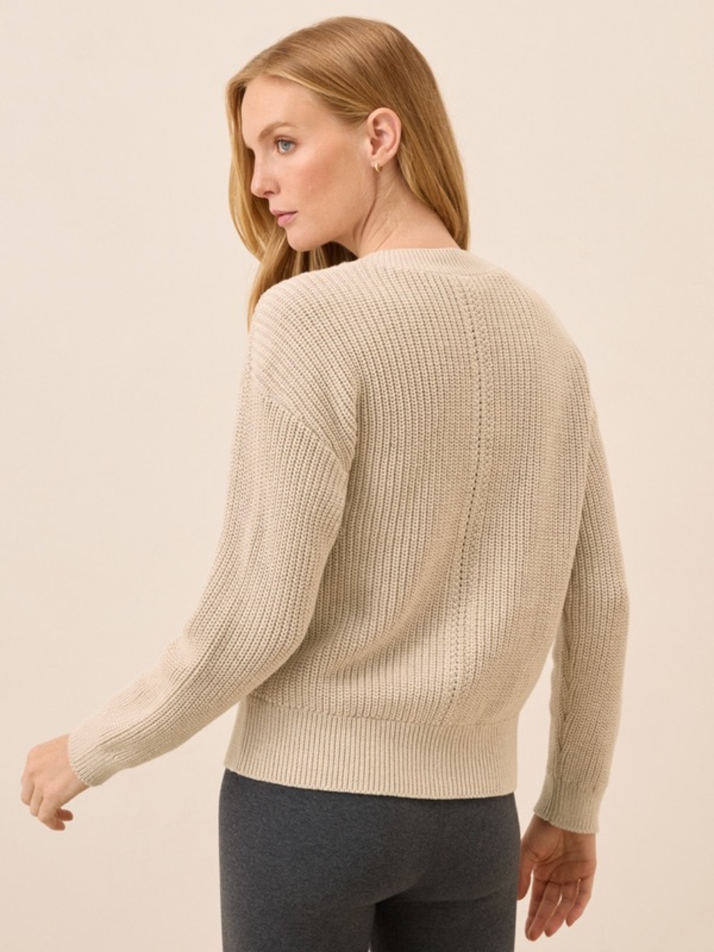 pact Women's Flax Heather Luxe Knit Cardigan XS - Picture 5 of 11